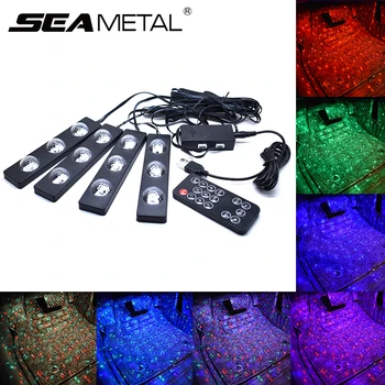 

4pcs Car Interior Foot Light LED Atmosphere Ambient Lamps Car Interior Light With Remote Music Sound Voice Control Car Styling