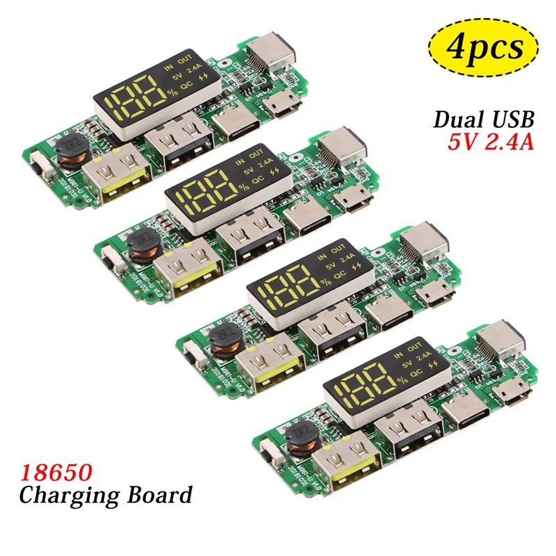 4 шт. зарядная плата 18650 с двумя USB портами 5 В 186 А|Блоки питания для компьютеров| |