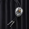 Vintage western leaf tiger eye stone bolo tie for man handmakde  Indian cowboy western cowgirl leather rope zinc alloy necktie ► Photo 3/6