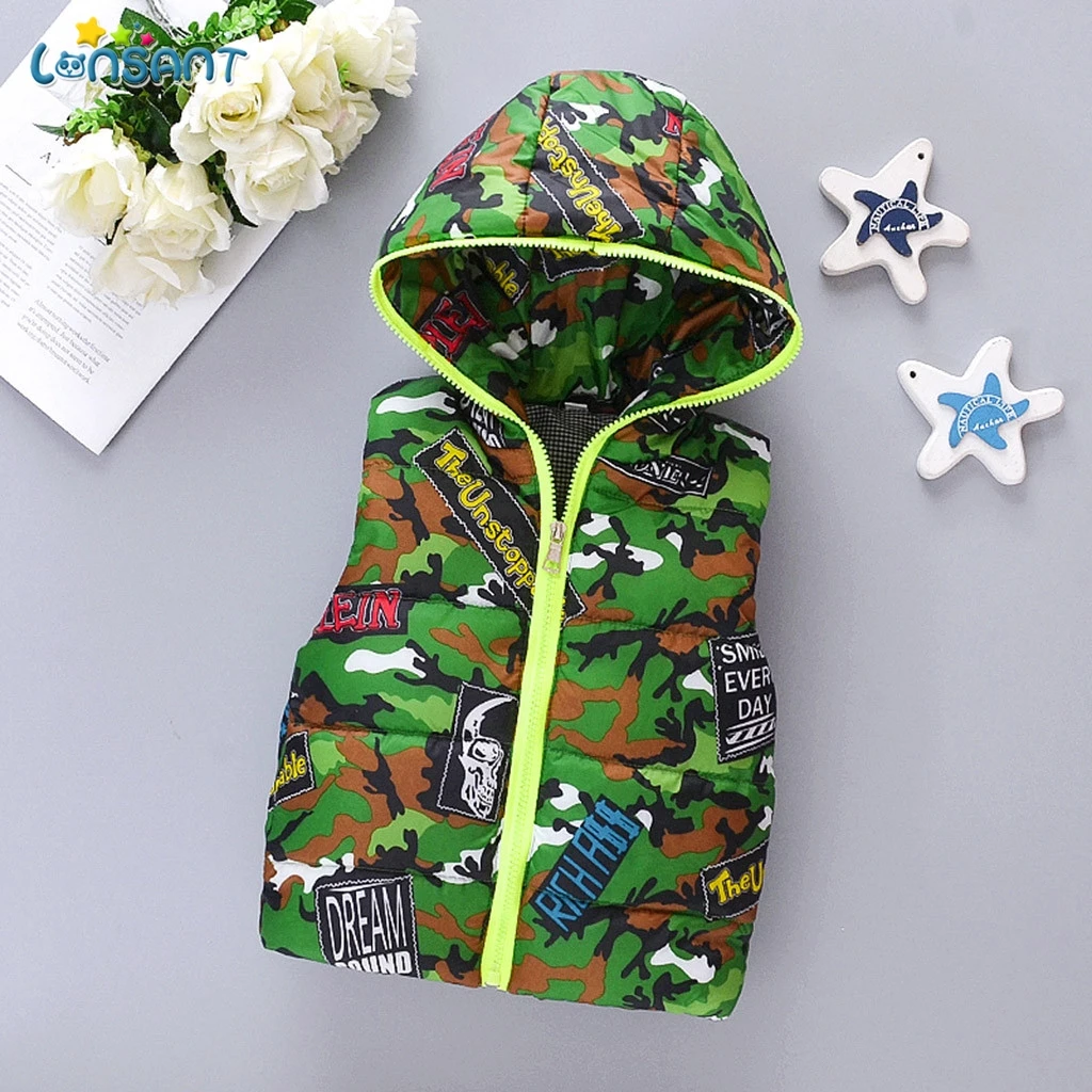 LONSANT Vests Children Hoodies Warm Baby Girls Outerwear Coats Kids Vest Boys Hooded Jackets