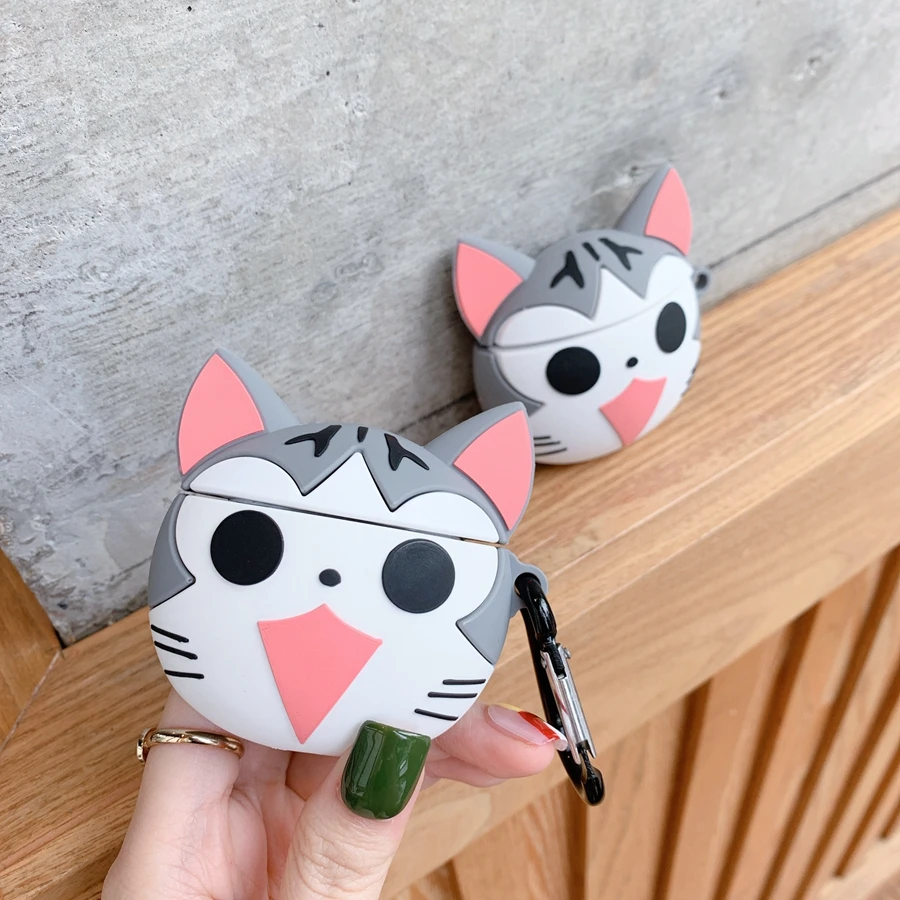 3D чехол для наушников для Airpods Pro Чехол Силиконовый японский сыр кошка Наушники/Earpods чехол для Apple Air pods 3 2 чехол Брелок
