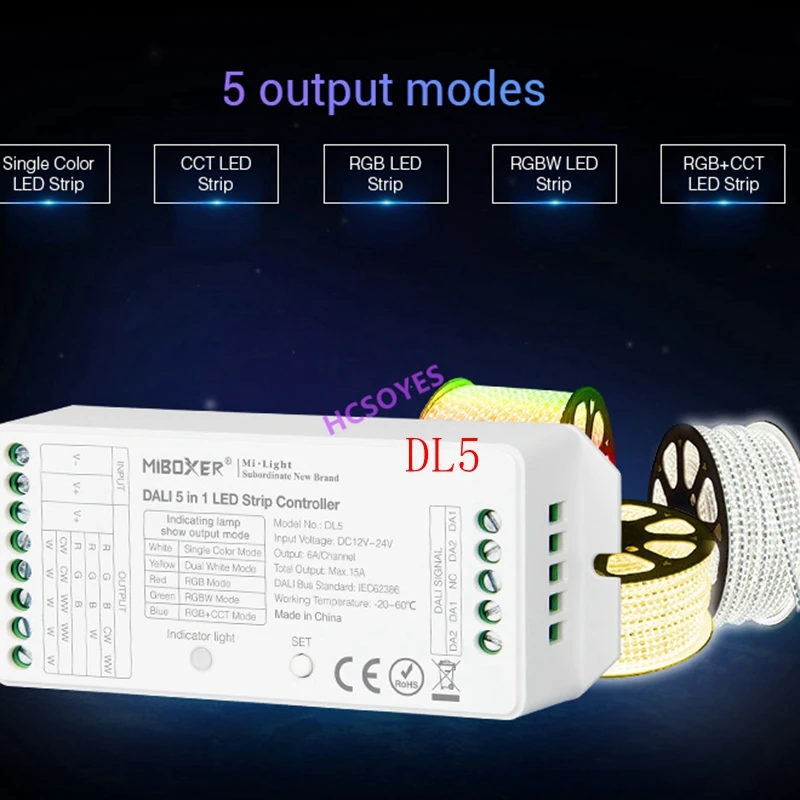 MILIGHT DL5 5 в 1 светодиодные ленты контроллер DALI DL-DOW25 25 Вт RGB+ CCT светодиодный светильник DL1 DP1 DP2 DP3 пульт дистанционного управления питания