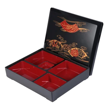 

1 Pc Medium-Sized Lunch Box Japanese Lunch Box Meal Prep Containers Sushi Box Bento Box for Business Meals (Wood Grain Cover Bla