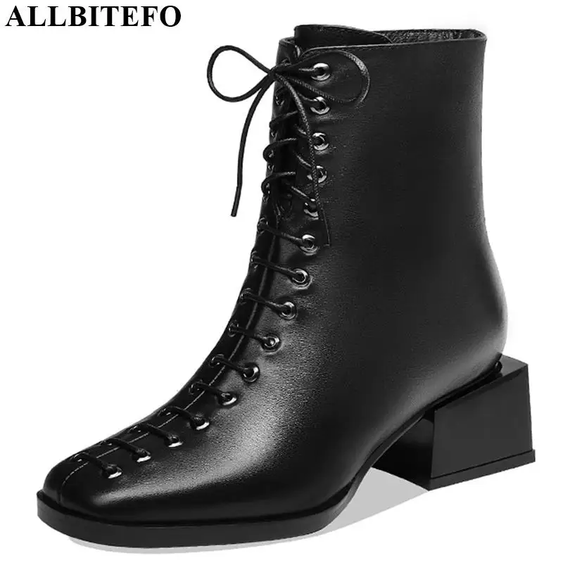ALLBITEFO frenuum/удобные женские ботинки из натуральной кожи; выразительные ботильоны для девочек; бренд; сезон осень-зима; ботинки в байкерском стиле