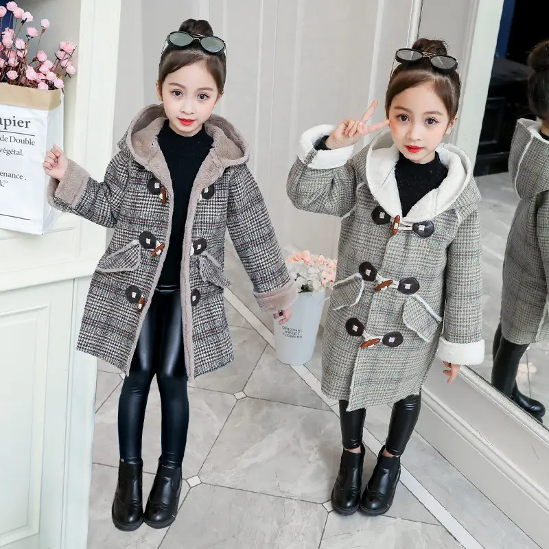 

2019 Autumn Winter Jacket For Girls Vintage Button Thicken Warm Long Parka 4-13Years Teenager Girls Coat Baby Snowsuit Outerwear
