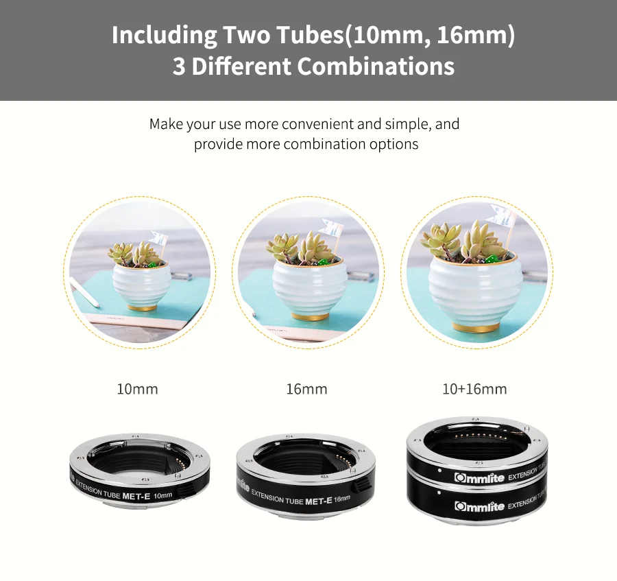 Commlite lens adapter ring Automatic Macro Extension Tube for E Mount Camera Focus on Exact Macro Shooting free shipping