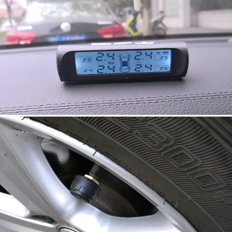 Vtear universal Smart Car TPMS Tyre Pressure Monitoring System Solar Power Digital LCD Display Auto Security Alarm Systems parts