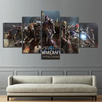 

Canvas Prints Painting Wall Art Modular 5 Panel WoW Battle for Azeroth Video Game Posters Living Room Home Decor