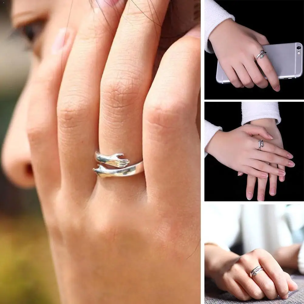 Hand Hug Rings For Women Design Open Adjustable Fashion Retro Give Hand Hug Me Finger Valentines Gift A Ring Day K6N0|Rings| - AliExpress