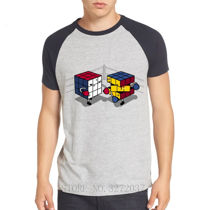 

Cartoon Cube rubiks Fight Printed T-Shirt Men's Novelty Custom T Shirt Funny Summer Hipster Cool Male Tops Tee Homme