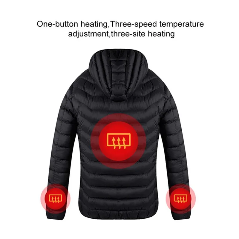 remarkable High Quality Heated Jackets Down Cotton Mens Women Outdoor Coat USB Electric Heating Hooded Jackets