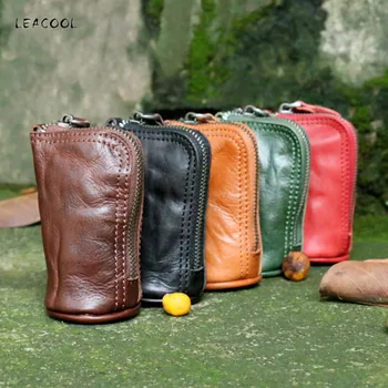 

Top quality Genuine Leather Key Wallet Cowhide Men Women Small Key Bag Case Key Chain Organizer Pouch Housekeepers
