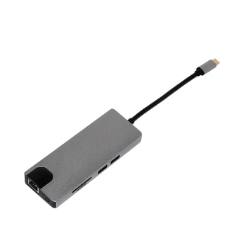 

USB C HUB Type C HUB to 3.0 USB HDMI VGA Gigabit Ethernet RJ45 USB HUB for Pro USB Splitter 8 Ports Connection