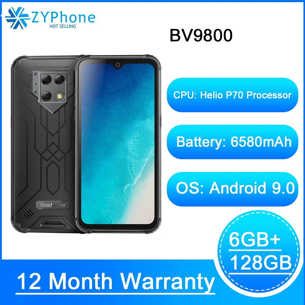 Blackview BV9800 IP68 прочный смартфон 48MP Камера 6 3 &quotFHD в виде капли воды Helio P70 ГБ 128 Android 9 0