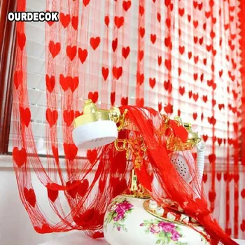 

New Curtain Window Loving Heart Pattern Vestibule Floral Tassel String Balcony Lifting Sheer Valance Scarf Room Decor Free Ship