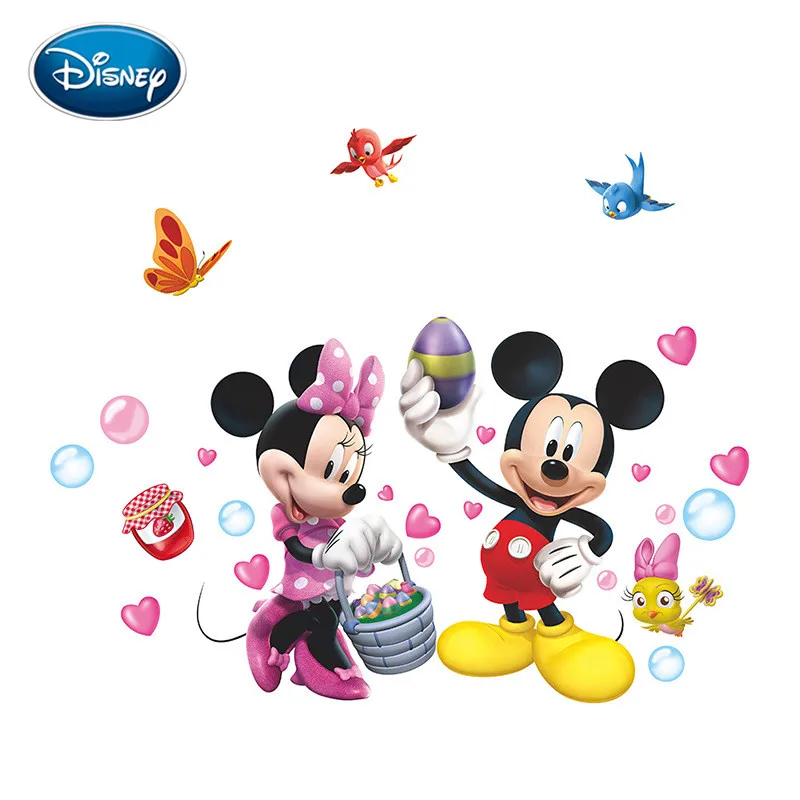 Disney милый мультяшный Микки мышь детская комната наклейки украшения спальни детский сад милые настенные наклейки можно снять