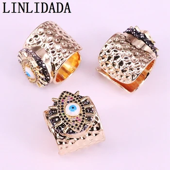 

5Pcs New Design Eye Shape cubic zirconia With Rhinestone Crystal Paved Adjustable Jewelry Women Rings