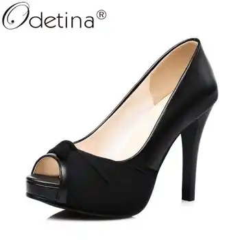 

Odetina Women Fashion Bow Faux Suede Peep Toe Party Pumps Female Sweet Platform Stiletto Extreme High Heel Pleated Dress Pumps