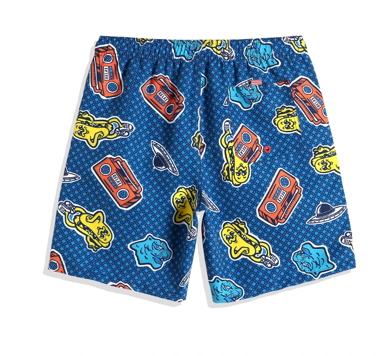 Summer Sexy Grid Bathing suit Swimsuit hawaiian bermudas joggers printed Board shorts Quick dry surfing Briefs mesh