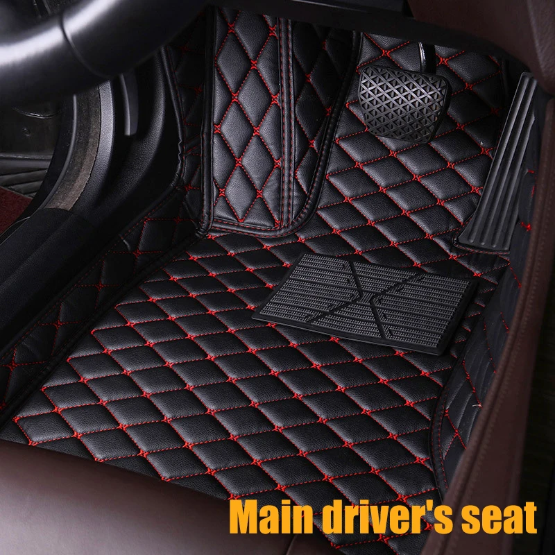 Black with red line Автомобильные коврики на заказ для peugeot 307 SW 308 301 107 206 207 407 408 508 2008 4008 5008 автомобильные коврики для ног коврик для автомобиля - Название цвета: Black with red line