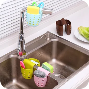 

Kitchen supplies sink sponge storage drain hanging bag saddle dual-use debris drain basket rack