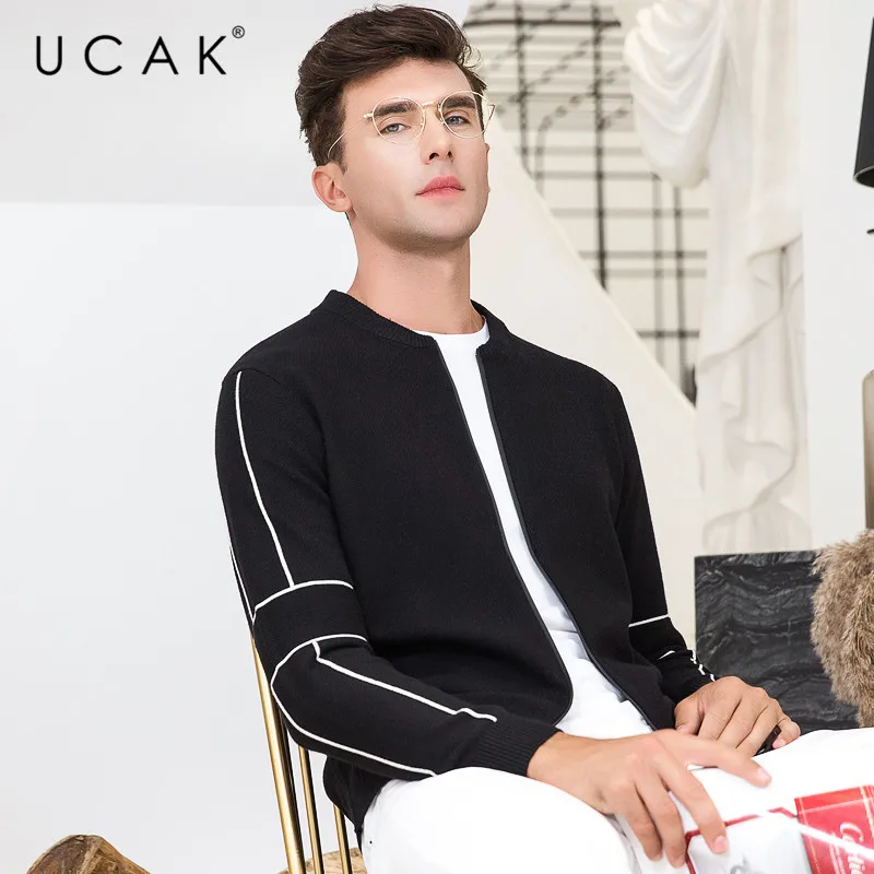 UCAK Brand Sweater Men Cotton Knitwear Streetwear Fashion Coat Men 2019 New Arrival Autumn Winter Warm Cardigan Men Coats U1010