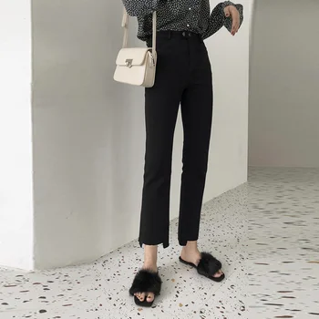 

Nine pants women 2020 new high waist stretch was thin autumn black casual micro trousers fashion Drop Shipping