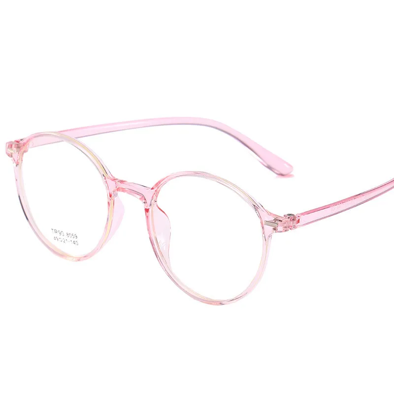 Jelly Pink Классический Ретро Круглый оптический TR90 очки рамки женщина мужчина студентов Винтаж светильник декоративные очки прозрачный желе цвет - Цвет оправы: Jelly Pink