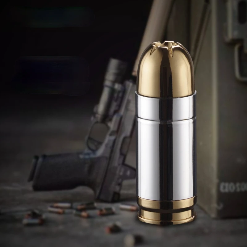 Creative Flashlight Lighter Metal Bullet Shaped Butane Windproof Lighters Men's Cigarette Cigar Carry Beer Bottle Opener Gadget