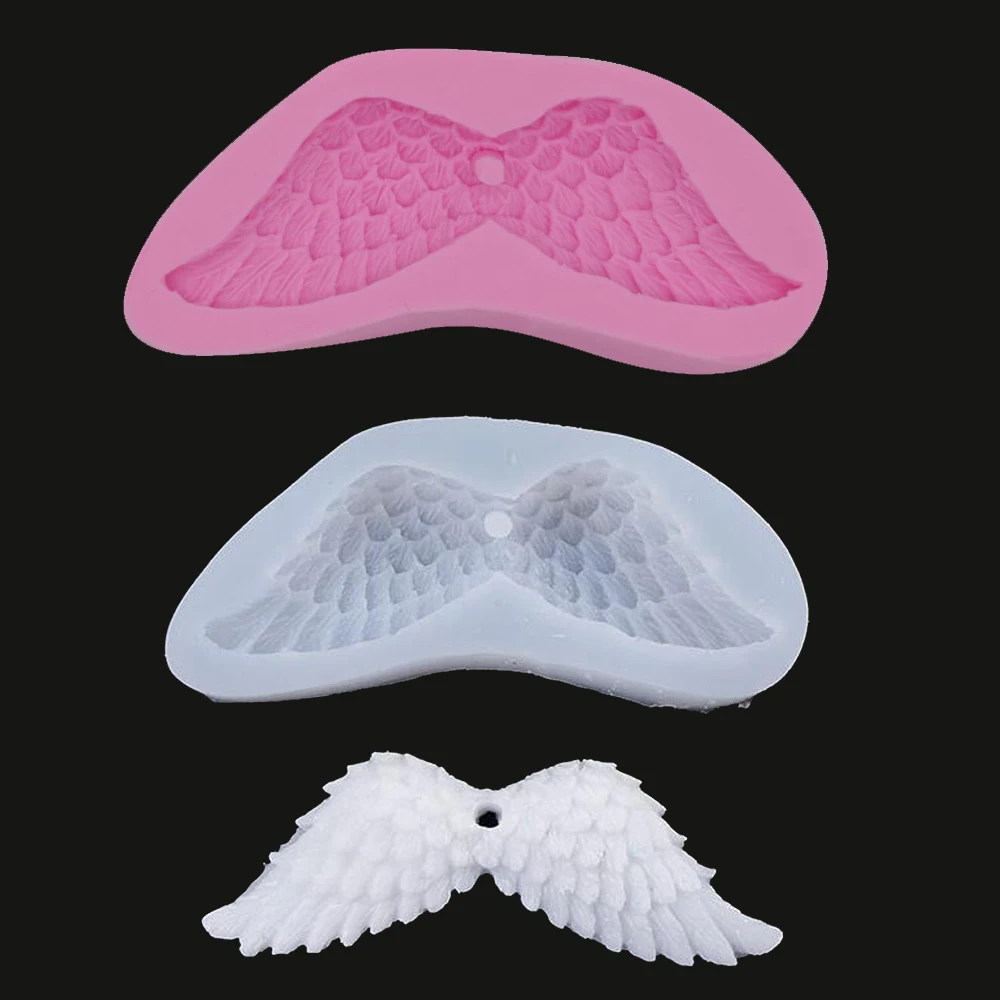 

Силиконовая смола форма «сделай сам» ювелирные изделия подвеска ожерелье эпоксидная форма для жидкости 3D Угловое крыло с отверстием Декор Ручной Работы Рождественский подарок