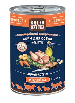 

SOLID NATURA SOLID NATURA HOLISTIC monobelkovye for adult dogs with turkey 340 g