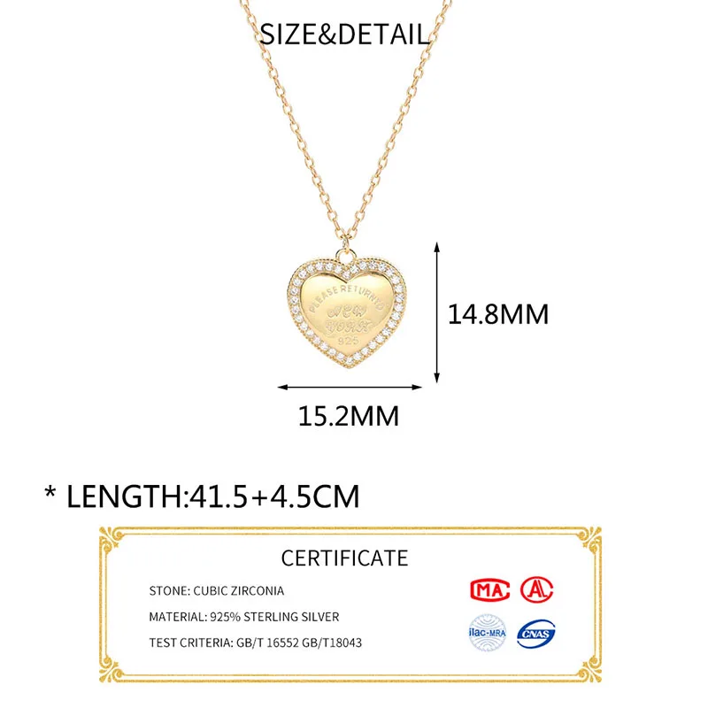 INZATT, настоящее 925 пробы, серебро, циркон, чокер с подвеской в форме сердца, ожерелье для модных женщин, вечерние, милые ювелирные изделия, аксессуары, подарок