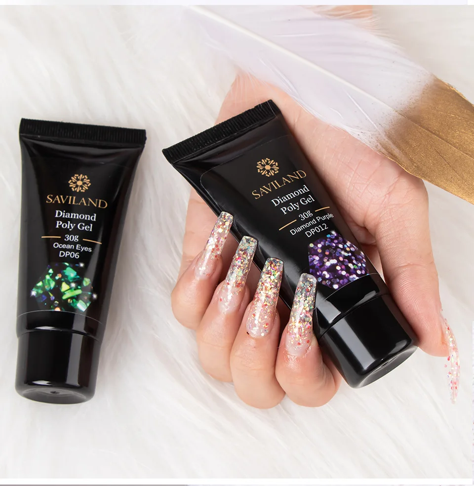 SAVILAND Colors Diamond Poly Gel Soak Off UV Builder Gel Glitter Gel Lacquer Camouflage Fast Nail Extension Poly Gel Art Design