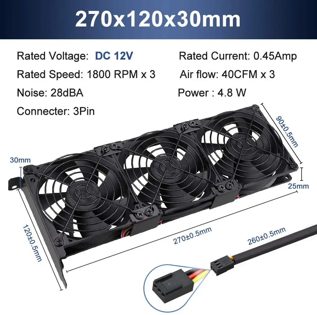 Gdstime-ultra-quiet Cpu Cooler Ventilador Triplo 92 mm Dissipador de Calor Chassis para Computador Desktop Pci Graphics Card Cooler 9cm - Imagem 2