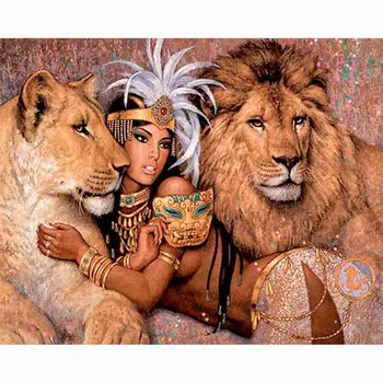 

Manufacturers Direct Selling Customizable Wholesale Lion Tribe Figure Diamond Painting DIY Diamond Embroidered