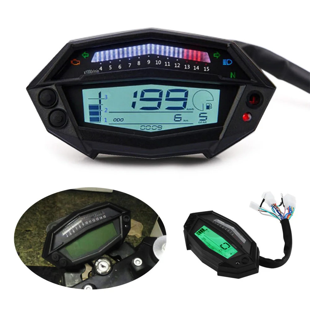

Universal Digital Speedometer Motorcycle Meter White Backlight Gear Indicator Tachometer Hour Meter For Kawasaki Z1000