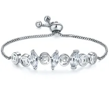 Римские шармы, регулируемые браслеты для женщин, кубический цирконий, нержавеющая сталь, браслет-цепочка, свадебные ювелирные изделия, подарок на день Святого Валентина