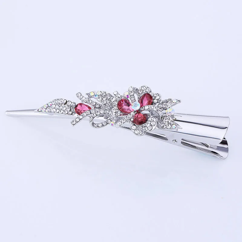 Потрясающая модная металлическая филигрань со стразами типа Ибис Заколка-зажим для женщин аксессуары покрытые серебром горячая Распродажа - Окраска металла: pink heart flower