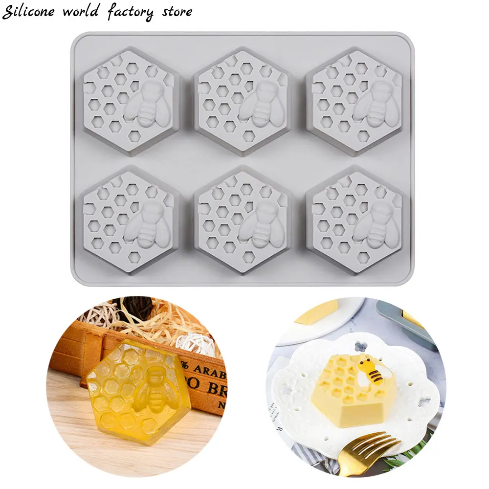 Description Picture 2 of itemSilicone world 6 Holes Honeycomb Silicone Soap Mold DIY Handmade Cake Mould Easy to Demolding Soap Making Craft Silicone Mould