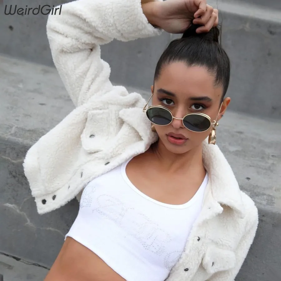 

weirdgirl women Faux Fur Coat fashion full sleeve thick warm autumn winter short jacket front pocket outfit streetwear 2019