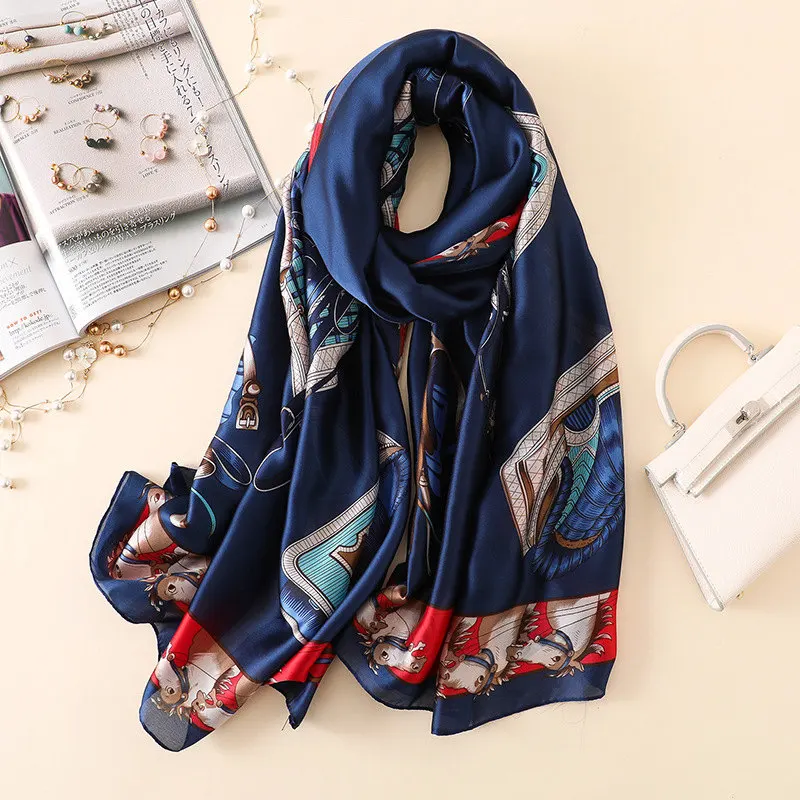 Роскошный бренд хиджаб летние женские шарфы мягкий длинный Шелковый женский палантин с принтом и обертывание пашмины бандана пляжные палантины - Цвет: 03