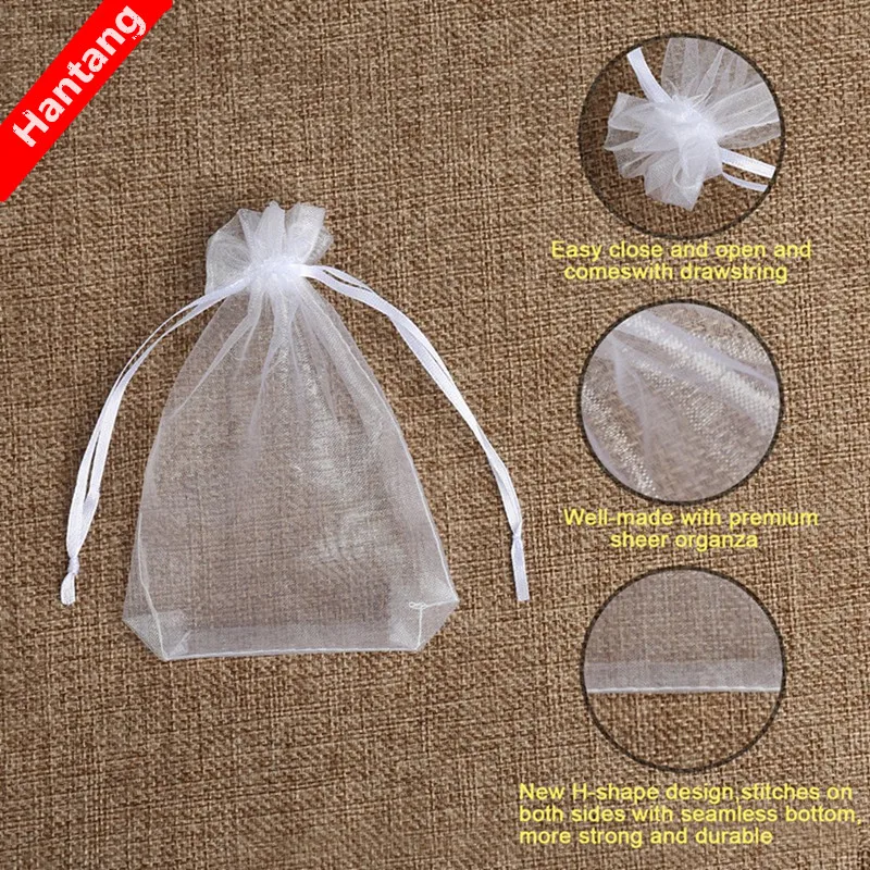 tulle bags 50Pcs/lot 7X9/9X12/11X16/13X18cm Organza bag Wedding voile Christmas Gift Bag Jewelry packing tulle fabric 5z