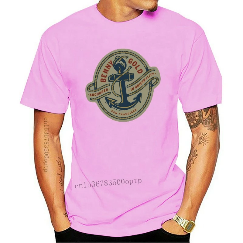 Benny Gold ANCHORED Black Navy Yellow Screenprint S S Mens T |T-Shirts| -