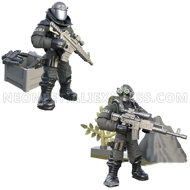 City Counter-Terrorism Swat Figures Building Blocks Mega Modern Military Soldier Super Police Corps Minifigs Weapons Toys Gifts 3