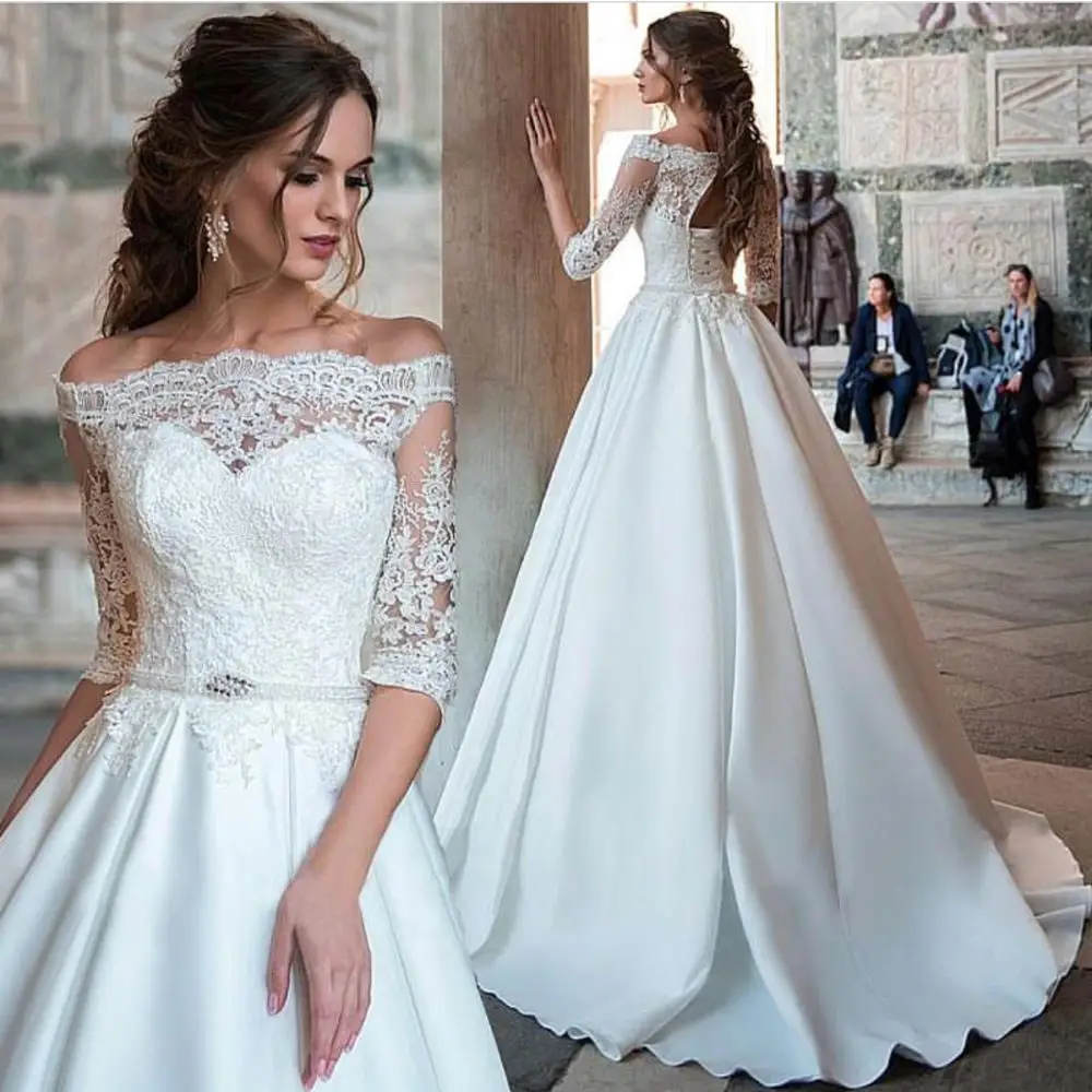 Арабское открытое черное свадебное платье принцессы Boho 2019 кружевное с рукавом до