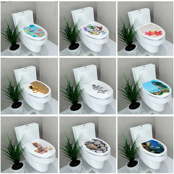 

Wholesale Sticker WC Pedestal Pan Cover Sticker Toilet Stool Commode Sticker Home Decor Bathroon Decor 3D Printed Flower View