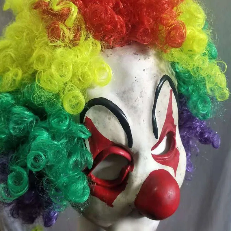 Funny Colorful Hair Clown Mask Adult Latex Masks for Masquerade Party Scary Big Red Nose Clowns 1 Funny Colorful Hair Clown Mask Adult Latex Masks for Masquerade Party Scary Big Red Nose Clowns 3