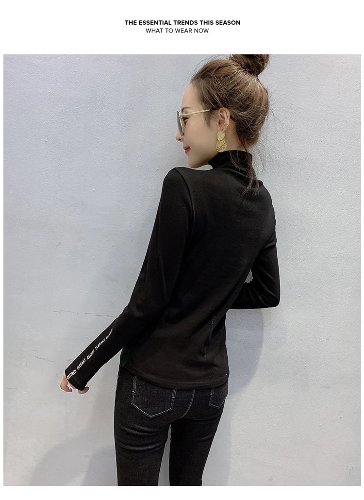 GGRIGHT водолазка, Корейская футболка, женская футболка, camisas mujer, футболка для женщин, футболка с длинным рукавом, топы, женская одежда