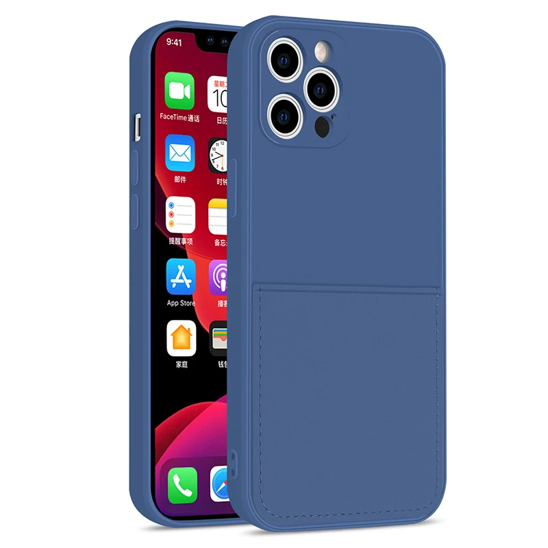 Candy Color Silicone Phone Case For iPhone 12 13 SE 2020 11 Pro Max XS X XR 6 7 8 Plus Wallet Card Holder Soft Shockproof Cover iphone xr phone case