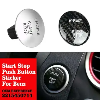 

Car Start Stop Engine Push Switch Button w/ Carbon Fiber Car Keyless Shell Cover Button Sticker Fit For Mercedes Benz
